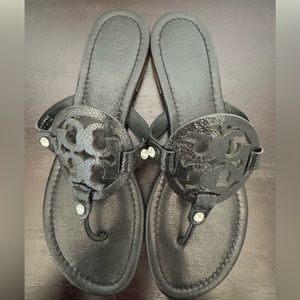 Tory Burch Black Miller Sandal in Black with Rhinestone Accents Size 10